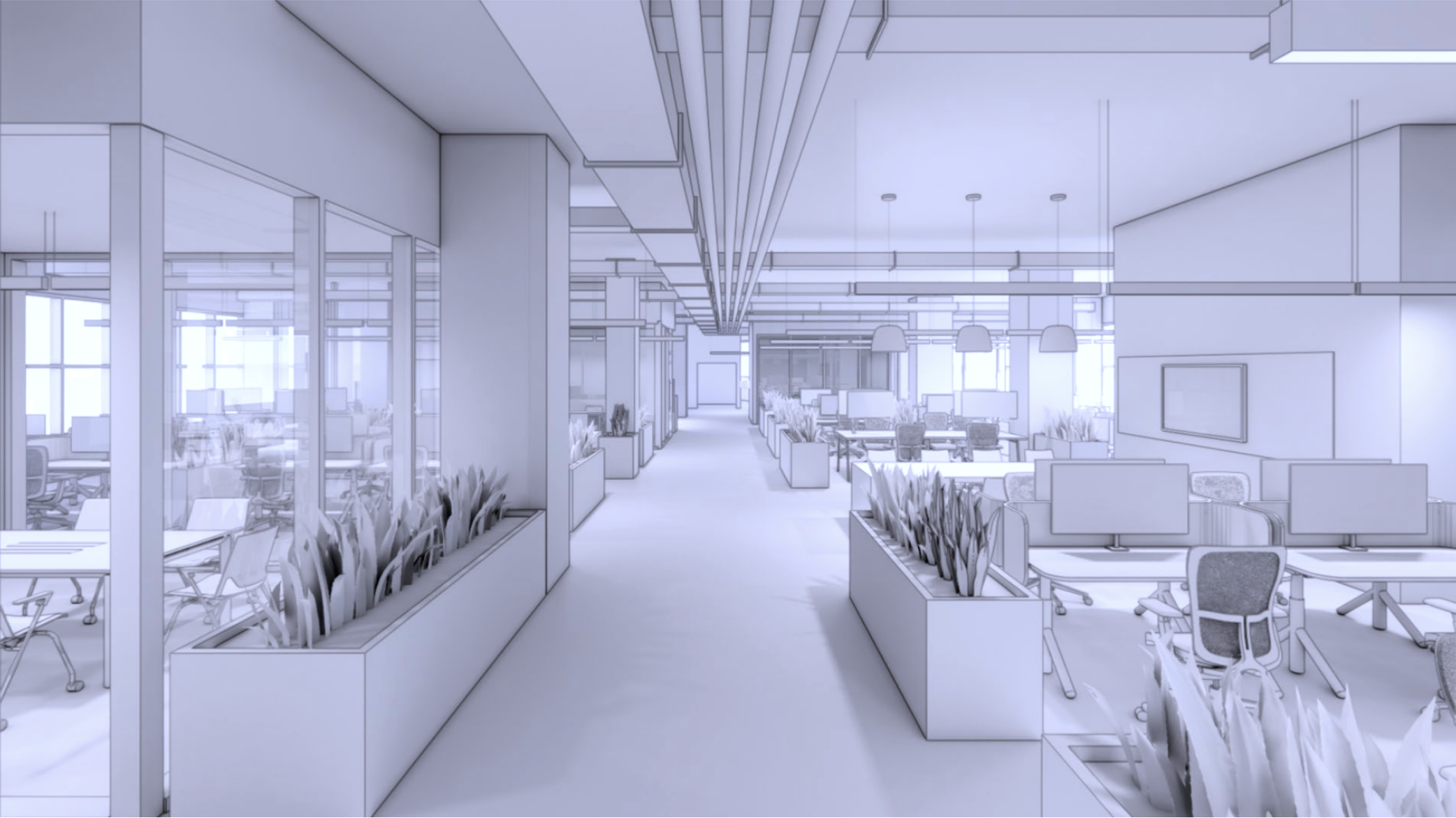 Rendering of new office environment