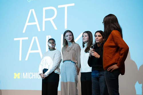 Students present at the Art Tank pitch competition