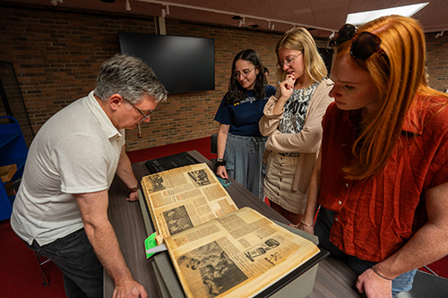 Students research primary sources at the Bentley as part of Professor Mark Clague’s musicology class.