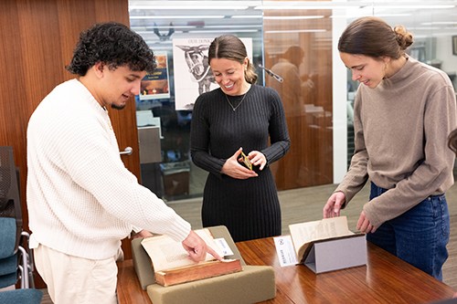 Students and staff participate in a class at the Clements Library.
