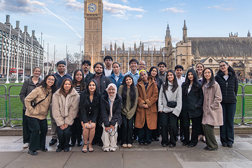 A group of students visiting London, England