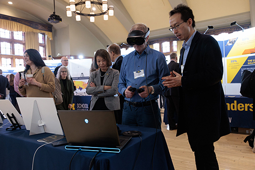 Researchers providing a demonstration