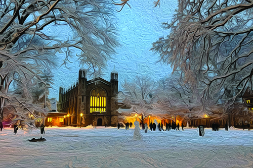 Winter scene of U-M campus